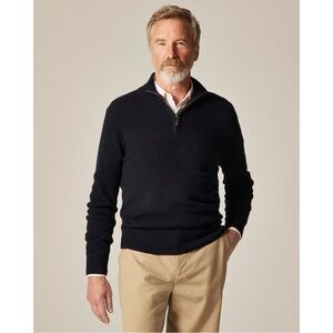 J. Crew Midweight Cashmere Quarter Zip Sweater in Navy‎ Abyss Size Medium